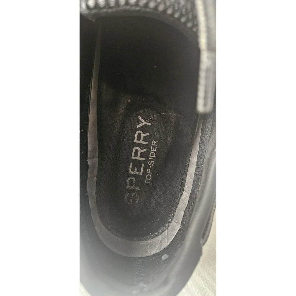 Sperry Top-Sider Mens Black Leather Lace Up Boat Shoes Size 9M STS13114
